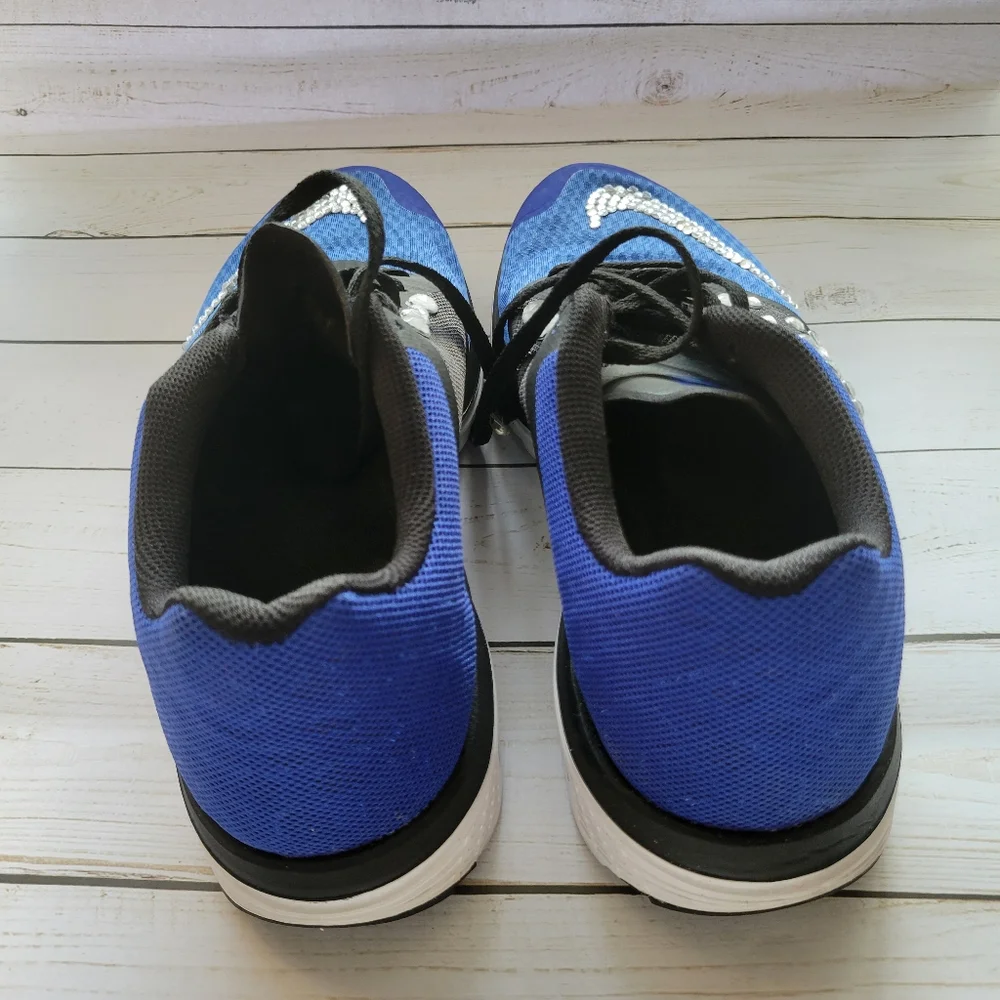 Nike Blue Black & White running sneakers with custom bling accent - Picture 4 of 6